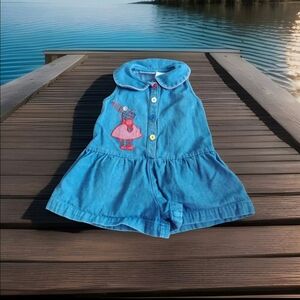 Easter Bunny Vintage Samara Romper Girls  Blue Jeans One Piece 90s 2t? No Size